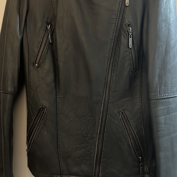 Michael kors grey leather moto jacket dark grey size large - Picture 3 of 10
